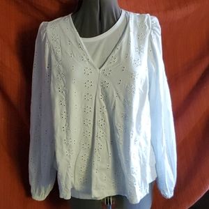 Asos White Balloon Sleeve/Swing Style Top